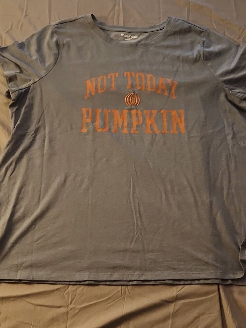 maurices Not Today Pumpkin Halloween Graphic Tee Soft Blue Plus Size 1X
